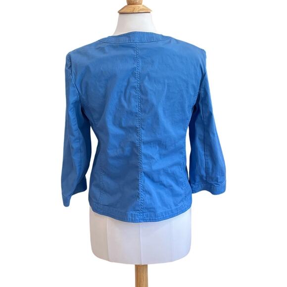 Talbots Lightweight Cotton Canvas Blue 3/4 Sleeve Button Jacket, Pockets, 10 - Picture 5 of 10